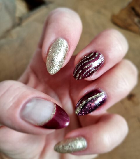 gelnagels met nailart en glitters 1